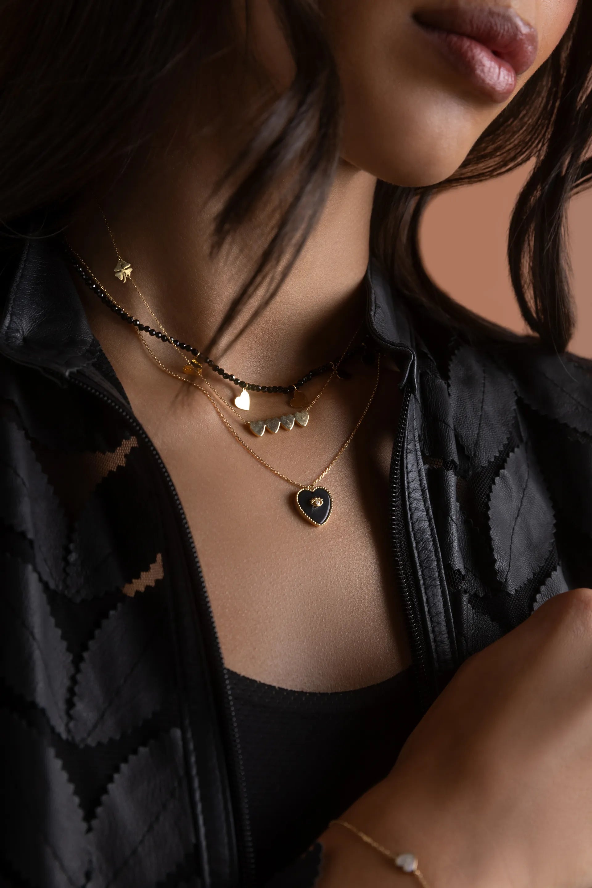 4 Initials Tiny heart Necklace