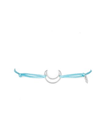 20130 Solid Moon Cord Bracelet Silver Light Blue